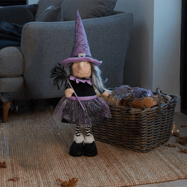 Purple Witch Halloween Decoration 60cm - GARDEN ORNAMENTS INCL SOLAR - Beattys of Loughrea