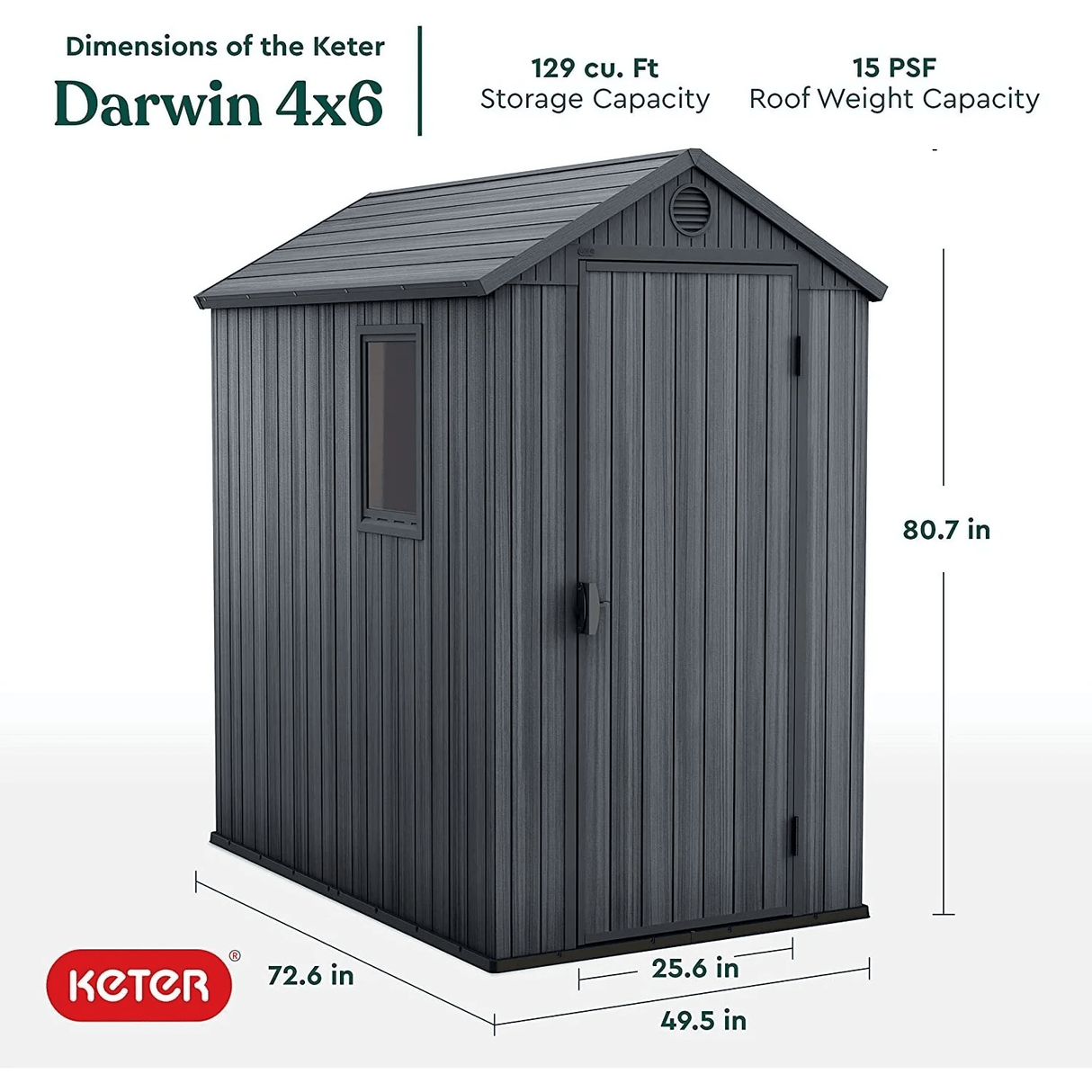 Keter Darwin Shed - 6ft x 4ft - METAL SHEDS - Beattys of Loughrea