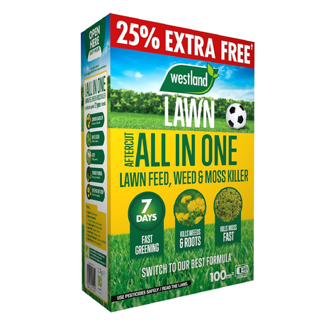 Westland Aftercut All In One Lawn Feed Weed & Moss Killer 80sqm + 25% Extra - FERTILISER GRANULAR/SOLUBLE/LIQ - Beattys of Loughrea