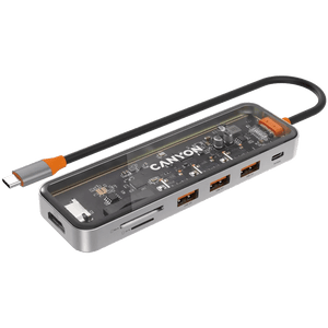 Canyon Hub DS - 13 7 in 1 4k USB - C Transparent Space Grey - USB PC ACCESSORIES - Beattys of Loughrea