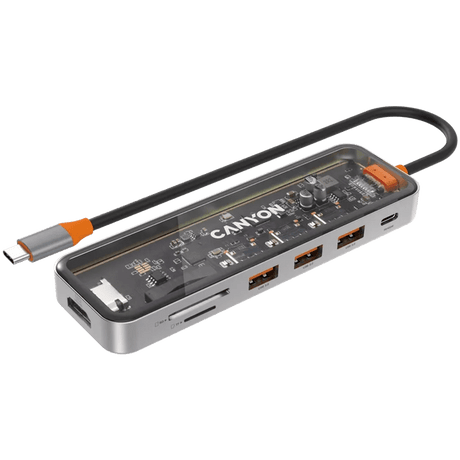 Canyon Hub DS - 13 7 in 1 4k USB - C Transparent Space Grey - USB PC ACCESSORIES - Beattys of Loughrea