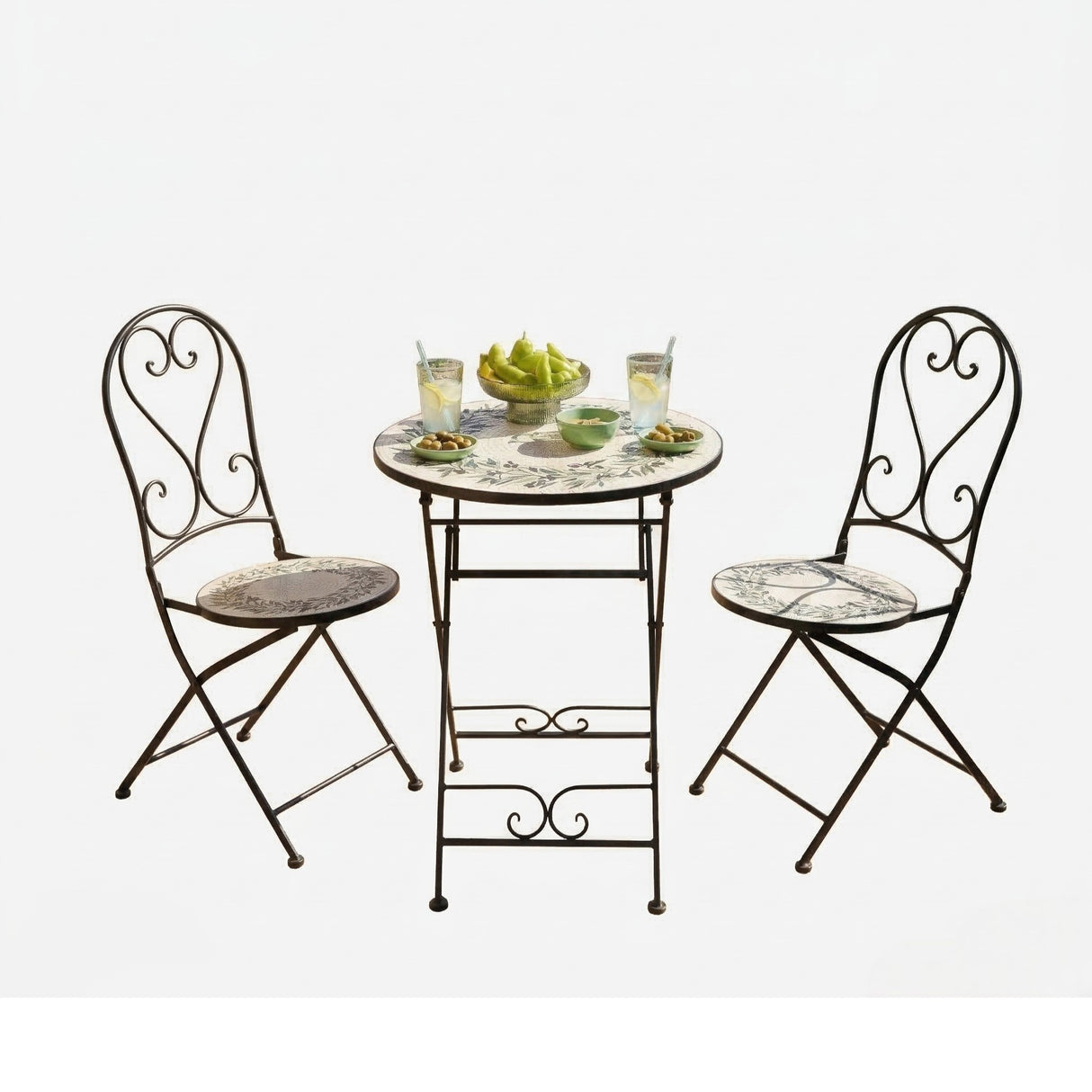 Santorini Olives Mosaic Bistro Set - BISTRO SET 2 PERSON - Beattys of Loughrea