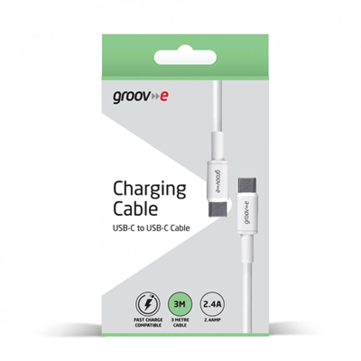 Groov-e USB-C to USB-C Charging Cable 3m - White
