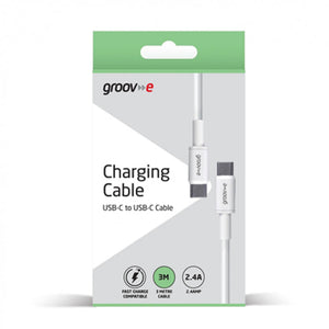 Groov-e USB-C to USB-C Charging Cable 3m - White