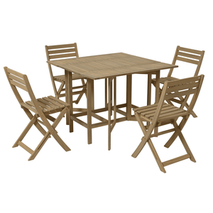 Kaemingk Acacia Wood Foldable 4 Seater Garden Dining Set - WOOD / RATTAN GDN FURN SET 4+ SEATS - Beattys of Loughrea