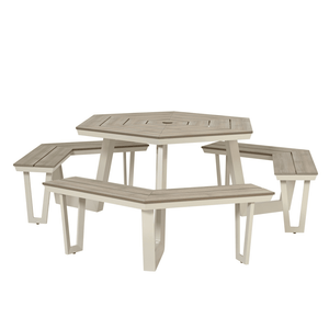 Luna Aluminium 6 Seater Hexagonal Dining Set – Off - White - METAL GDN FURN SET 4+ SEATS - Beattys of Loughrea