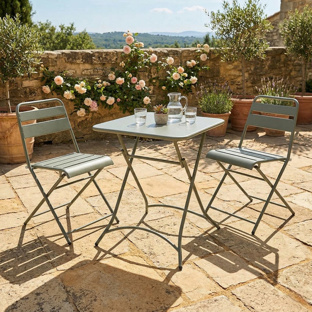 2 - Seater Metal Bistro Set - Green - BISTRO SET 2 PERSON - Beattys of Loughrea