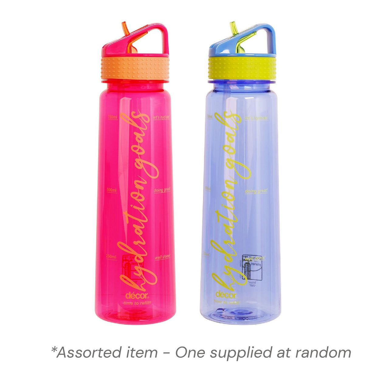 Decor Track Tritan 800ml Bottle Assorted - One Supplied* - PLASTICS - STORAGE LUNCH BOX BEAKER - Beattys of Loughrea