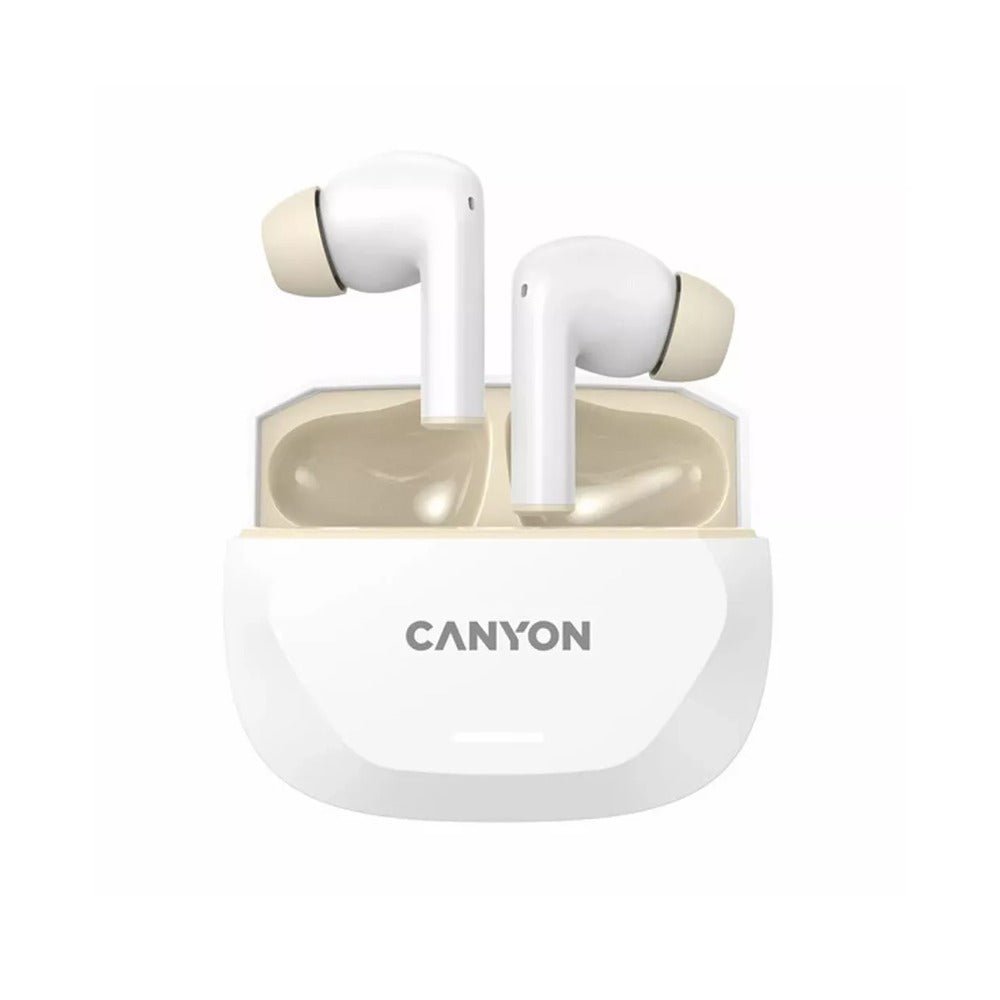 Canyon Headset Hexagon 7 Tws Anc+Enc Wireless Charge White Beige - HEADPHONES / EARPHONES/ MICROPHONE - Beattys of Loughrea