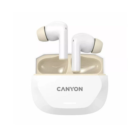 Canyon Headset Hexagon 7 Tws Anc+Enc Wireless Charge White Beige - HEADPHONES / EARPHONES/ MICROPHONE - Beattys of Loughrea