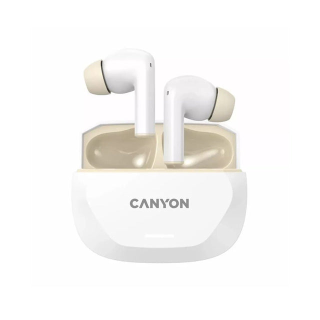 Canyon Headset Hexagon 7 Tws Anc+Enc Wireless Charge White Beige - HEADPHONES / EARPHONES/ MICROPHONE - Beattys of Loughrea