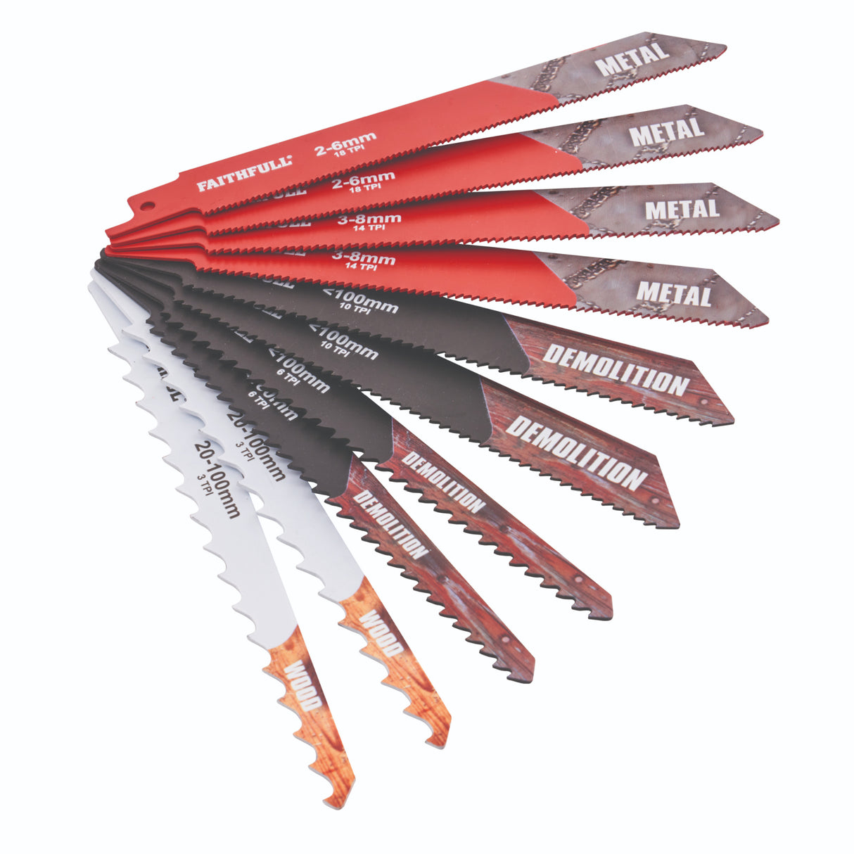 Faithfull 10 Piece Sabre Saw Blade Set - BLADES - Beattys of Loughrea