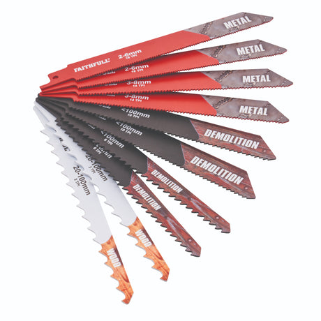 Faithfull 10 Piece Sabre Saw Blade Set - BLADES - Beattys of Loughrea