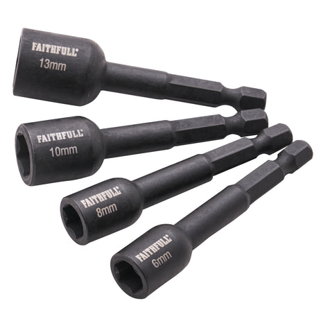Faithfull 4 Piece Impact Nut Driver Set - TOOL SETS/ SOCKET SETS - Beattys of Loughrea