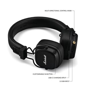 Marshall Major V Wireless Bluetooth Headphones - Black - HEADPHONES / EARPHONES/ MICROPHONE - Beattys of Loughrea