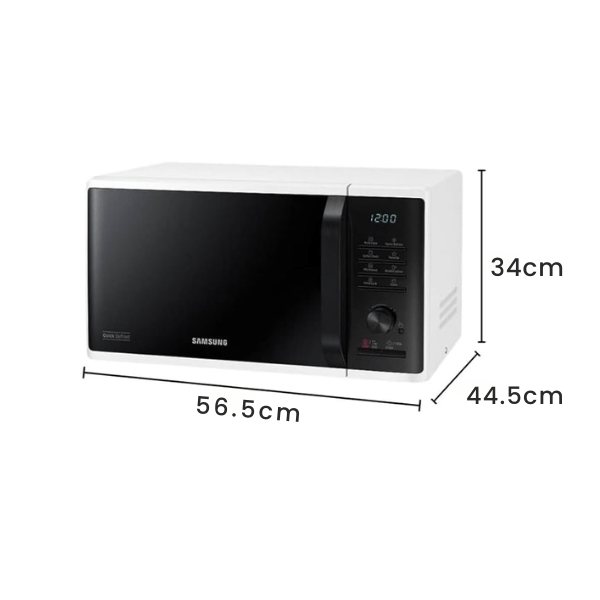 Samsung 23L Solo Microwave – White (Model MS23K3515AW/EU) - MICROWAVES - Beattys of Loughrea