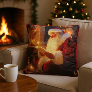 Battery Operated Lit Cushion Santa's Fireside Storytime 45 x 45cm - CUSHIONS/COVERS - Beattys of Loughrea