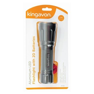 Kingavon Aluminium Led Flashlight With 2 D Batteries - TORCH/HANDLAMP - Beattys of Loughrea