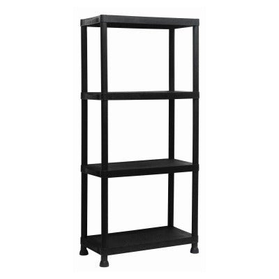 Blackspur 4 Tier Plastic Shelving Unit - WOODEN / PLASTIC SHELVES - Beattys of Loughrea