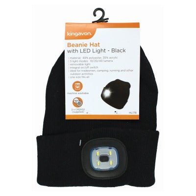 Kingavon Beanie Hat With Led Light - Black - TORCH/HANDLAMP - Beattys of Loughrea