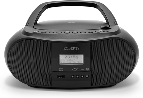 Roberts Zoombox 4 Portable Boombox With Bluetooth Black l ZOOMBOXFM4BK - Beattys of Loughrea | www.beattys.ie
