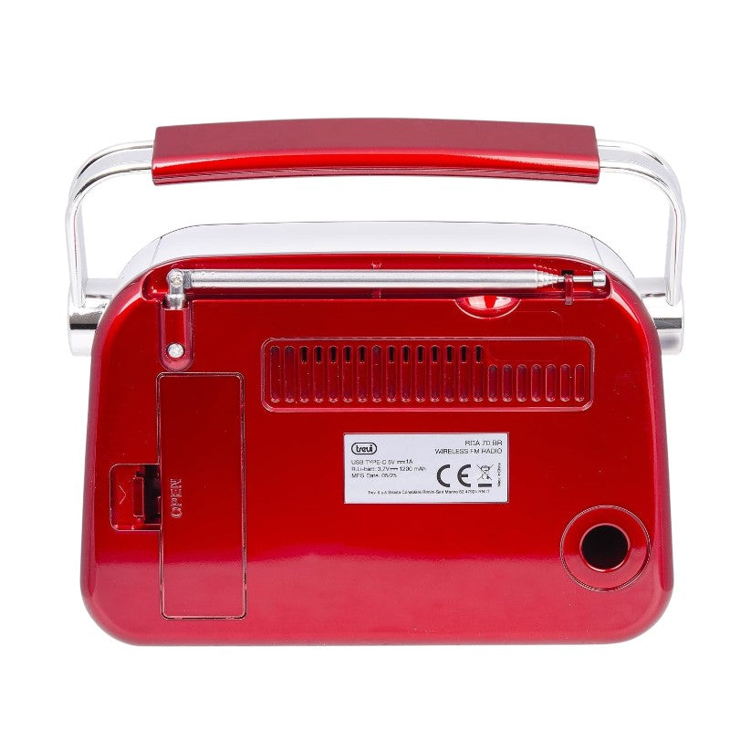TREVI RETRO RADIO USB/SD USB C CHARGE RED RDA70BR02 RDA70BR02