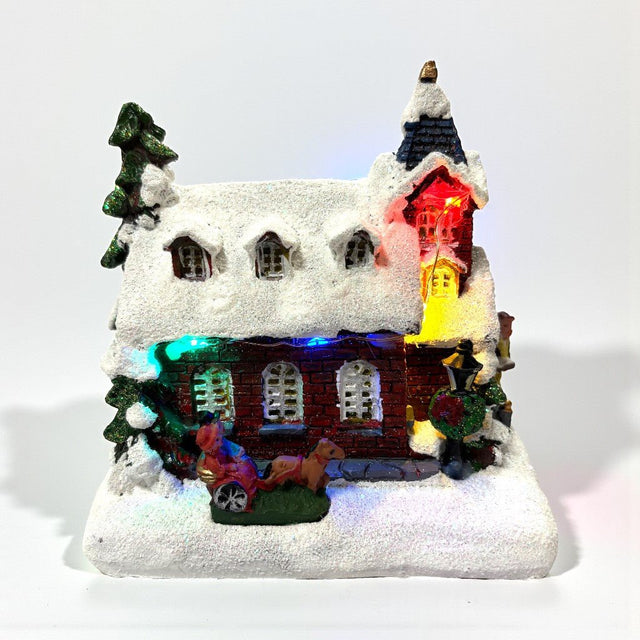 Noma Collectables 12cm Battery Operated Village Scene – Village Church - XMAS ROOM DECORATION LARGE AND LIGHT UP - Beattys of Loughrea
