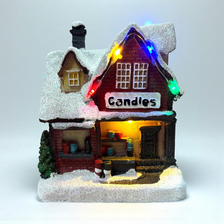 Noma Collectables 12cm Battery Operated Village Scene – Village Candle Makers - XMAS ROOM DECORATION LARGE AND LIGHT UP - Beattys of Loughrea