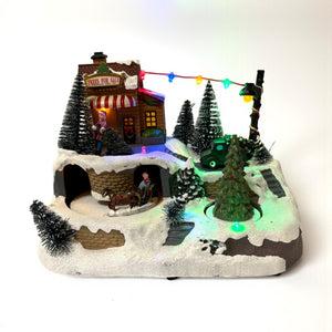 Noma Sleigh & Tree Village Scene – 17cm - XMAS ROOM DECORATION LARGE AND LIGHT UP - Beattys of Loughrea