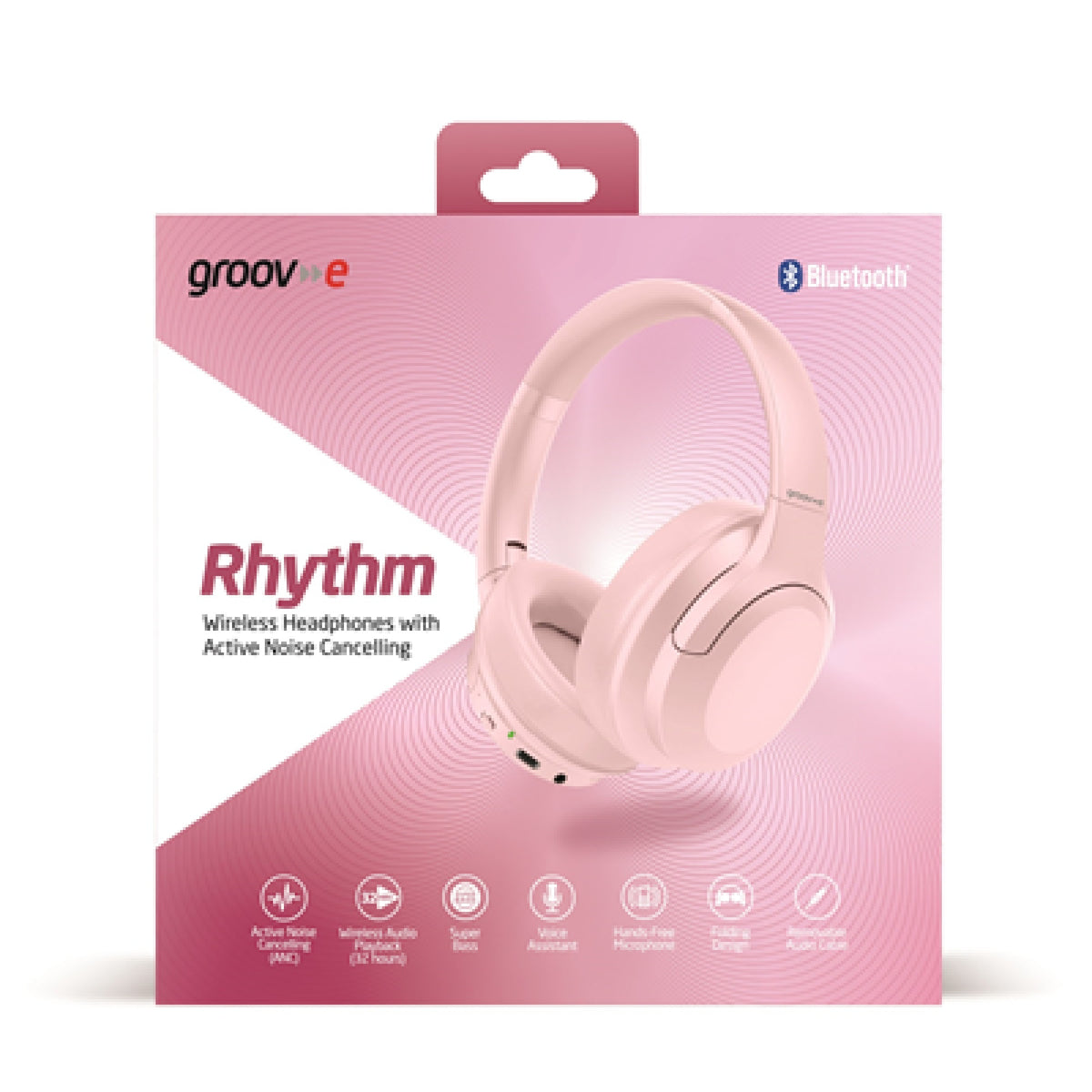 Groov-e Rhythm ANC Bluetooth Headphones - Pink