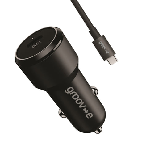 Groov-e 30W USB-C Car Charger with USB-C Cable - Black - HEADPHONES / EARPHONES/ MICROPHONE - Beattys of Loughrea