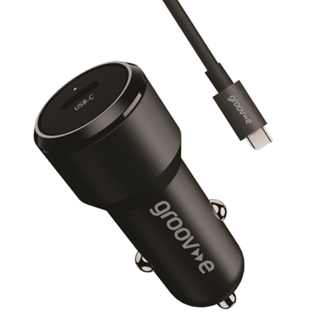 Groov-e 30W USB-C Car Charger with USB-C Cable - Black - HEADPHONES / EARPHONES/ MICROPHONE - Beattys of Loughrea