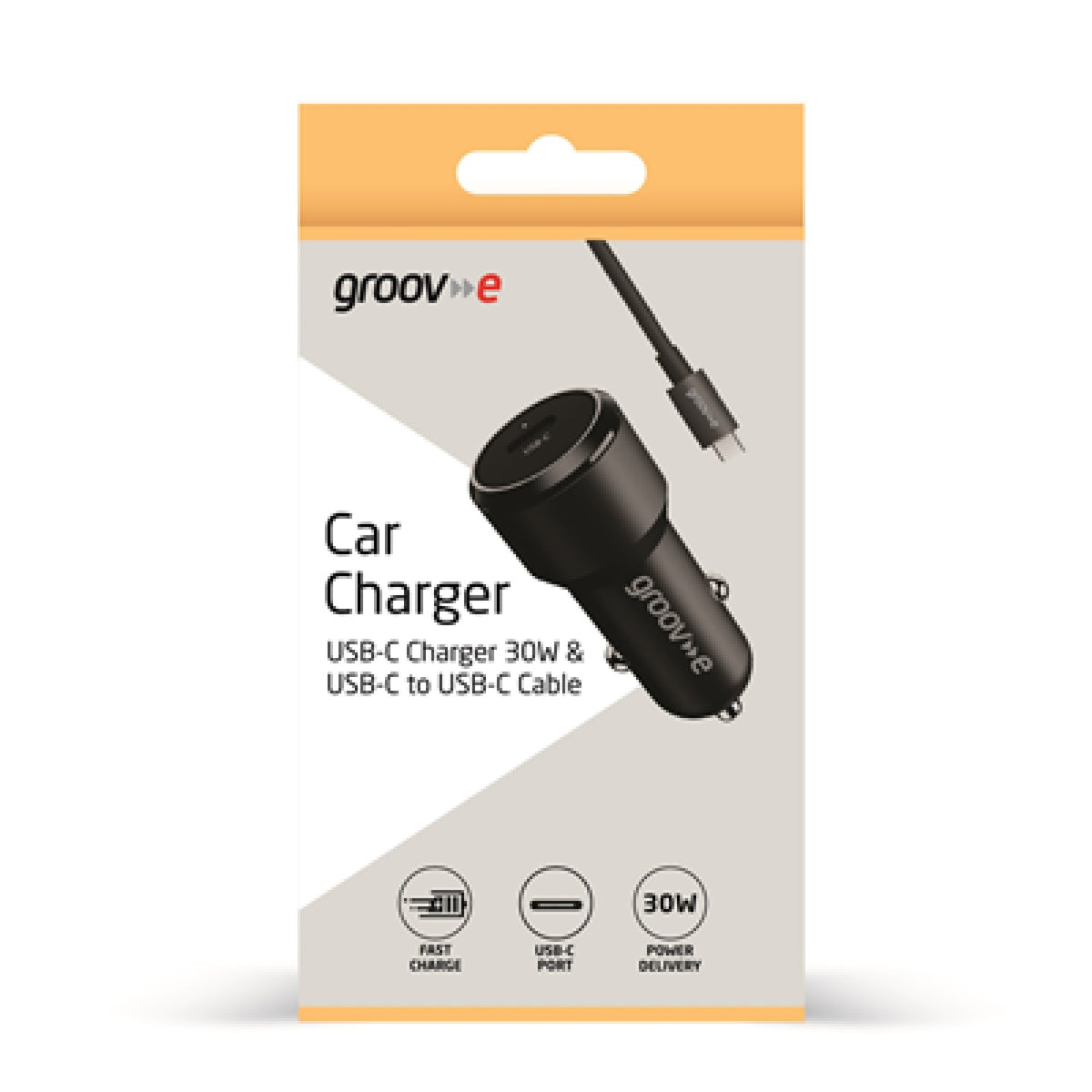 Groov-e 30W USB-C Car Charger with USB-C Cable - Black - HEADPHONES / EARPHONES/ MICROPHONE - Beattys of Loughrea
