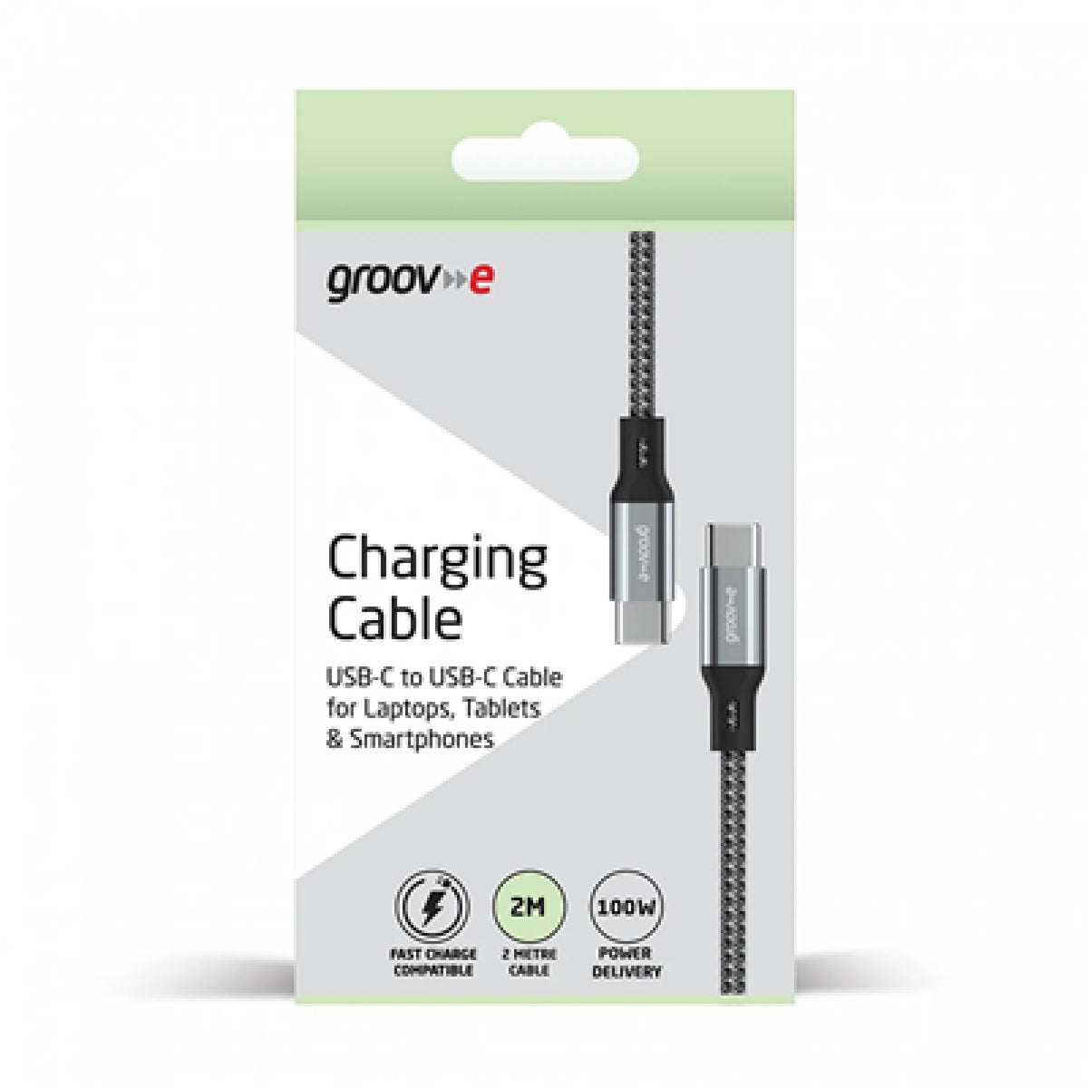 Groov-e 100W Braided USB-C to USB-C Cable 2m