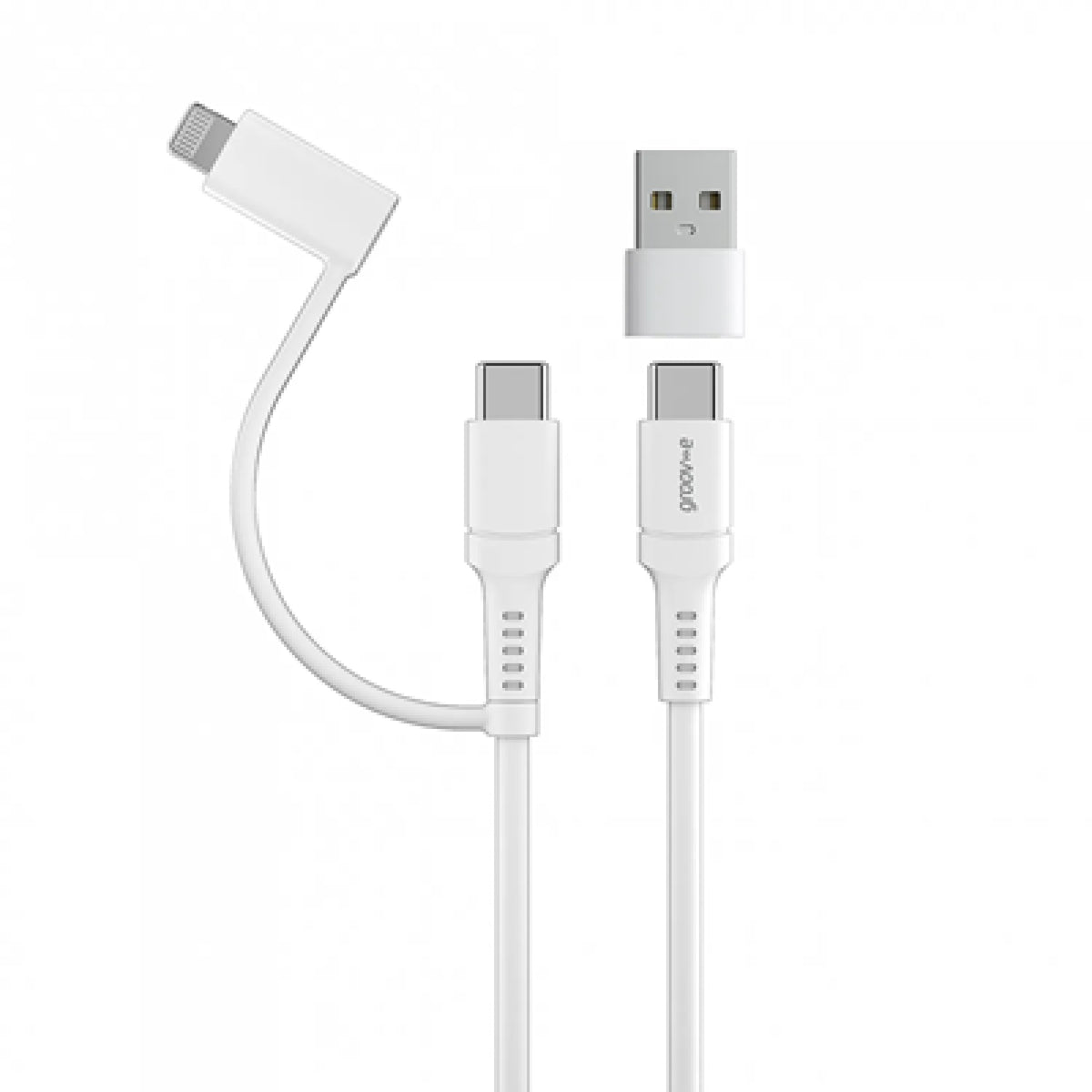 Groov-e 2-in-1 USB-C to Lightning & USB-C Cable 1m - White - HEADPHONES / EARPHONES/ MICROPHONE - Beattys of Loughrea