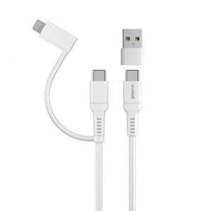 Groov-e 2-in-1 USB-C to Lightning & USB-C Cable 1m - White - HEADPHONES / EARPHONES/ MICROPHONE - Beattys of Loughrea