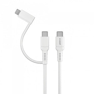 Groov-e 2-in-1 USB-C to Lightning & USB-C Cable 1m - White - HEADPHONES / EARPHONES/ MICROPHONE - Beattys of Loughrea