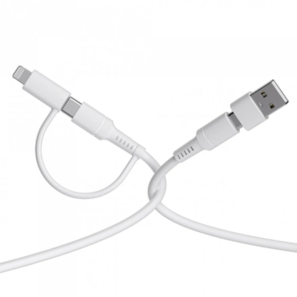 Groov-e 2-in-1 USB-C to Lightning & USB-C Cable 1m - White - HEADPHONES / EARPHONES/ MICROPHONE - Beattys of Loughrea