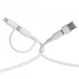 Groov-e 2-in-1 USB-C to Lightning & USB-C Cable 1m - White - HEADPHONES / EARPHONES/ MICROPHONE - Beattys of Loughrea
