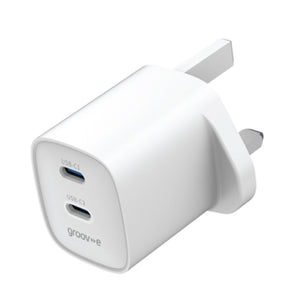 Groov-e 35W Dual USB-C GaN Mains Charger - White - HEADPHONES / EARPHONES/ MICROPHONE - Beattys of Loughrea
