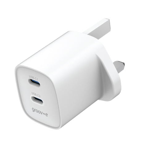 Groov-e 35W Dual USB-C GaN Mains Charger - White - HEADPHONES / EARPHONES/ MICROPHONE - Beattys of Loughrea