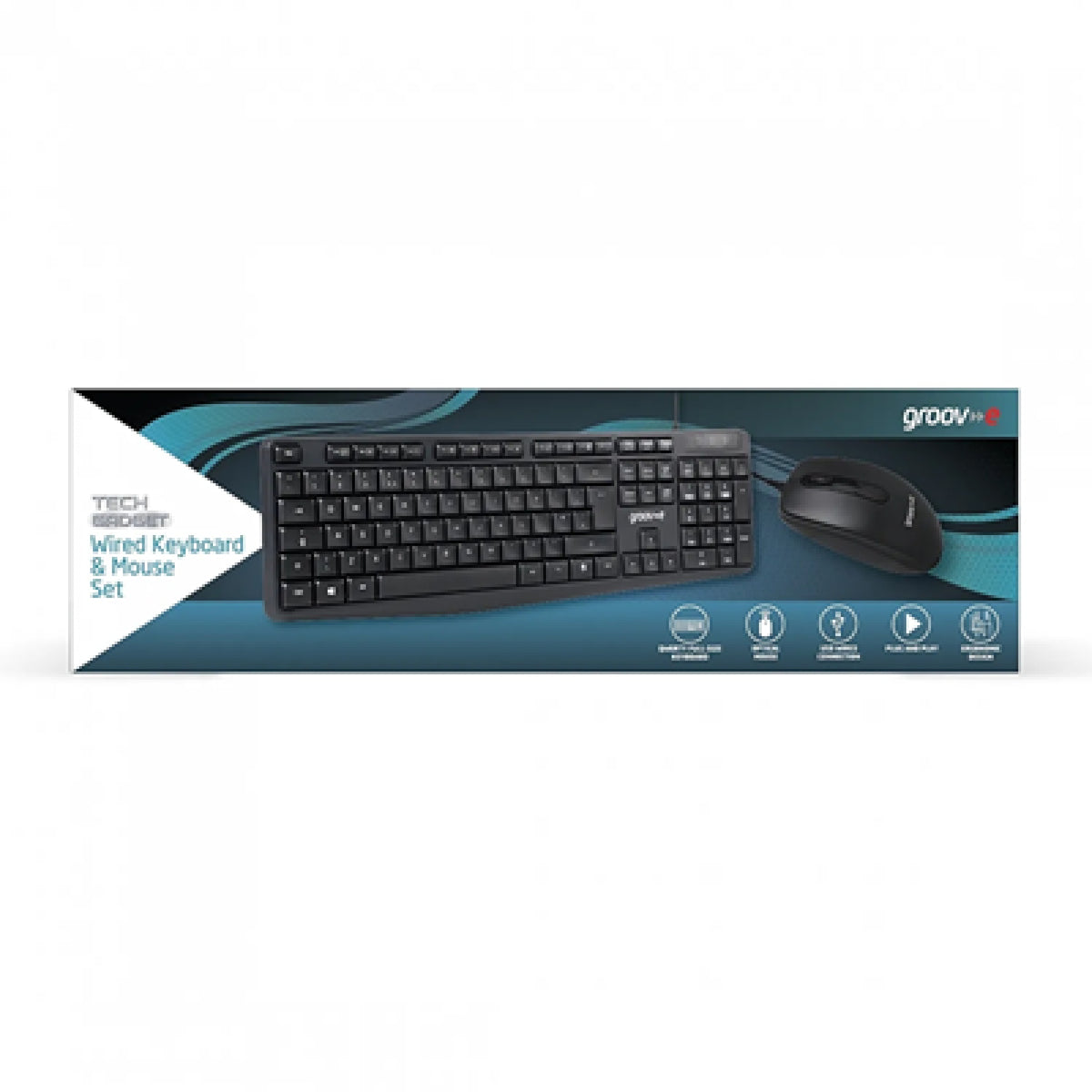 Groov-e Wired Keyboard & Mouse Set - Black