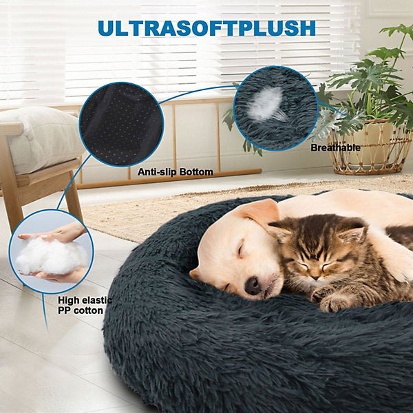 Extrastar Calming Donut Pet Bed Grey - Medium - PET SLEEPING BASKET, BEDS - Beattys of Loughrea