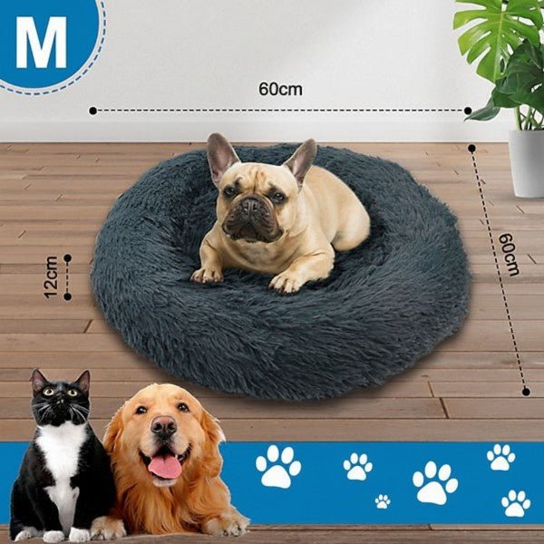 Extrastar Calming Donut Pet Bed Grey - Medium - PET SLEEPING BASKET, BEDS - Beattys of Loughrea