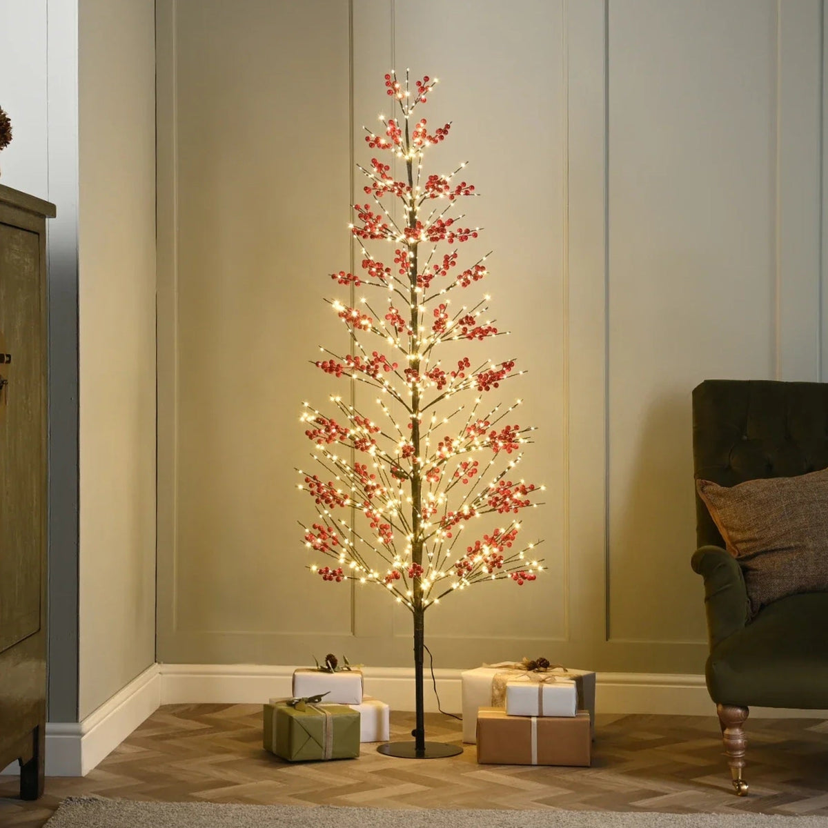 Festive Red Berry Microdot Tree 180cm - XMAS TREE PRELIT & POPUP - Beattys of Loughrea