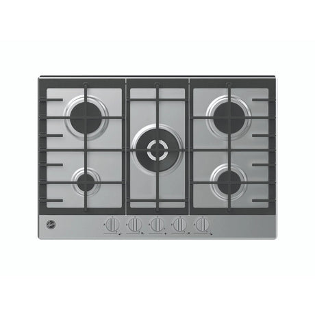 Hoover H-HOB 300 HHG75WK3X 75cm 5 Burner Gas Hob, Stainless Steel - GAS COOKER <65CM/ BUILT-IN OVEN - Beattys of Loughrea