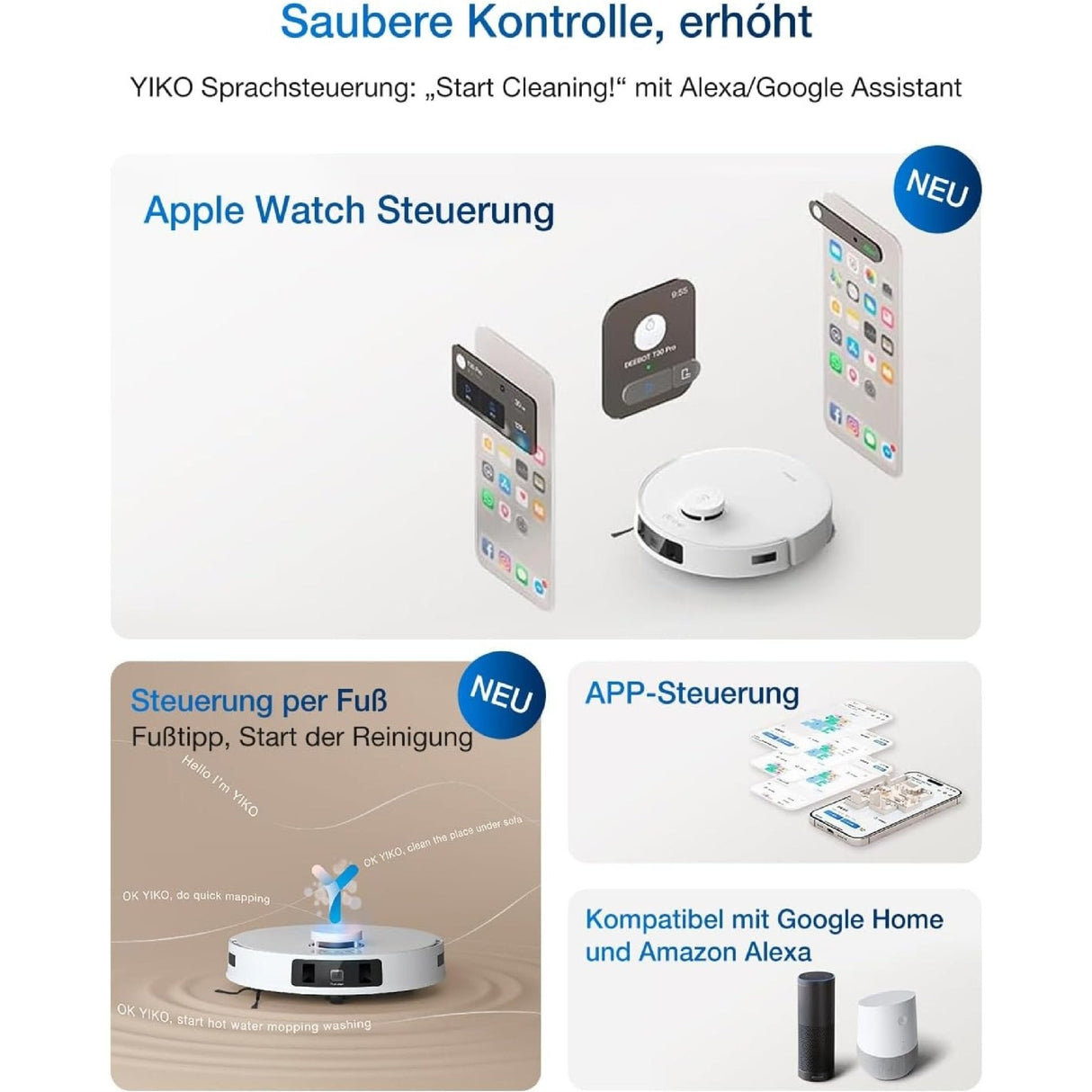 Ecovacs DEEBOT T30C PRO White Gen 2 Robot Vacuum - Beattys of Loughrea | www.beattys.ie