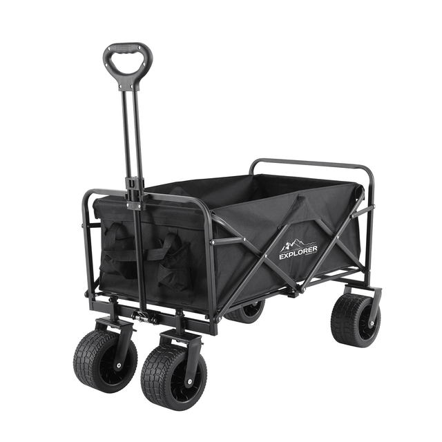 Explorer Foldable Handy Cart – Black – Extra Wide Wheels – 100KG Load - GARDEN TIDY BAGS, CARTS, SUNDRY ACCESSORIES - Beattys of Loughrea