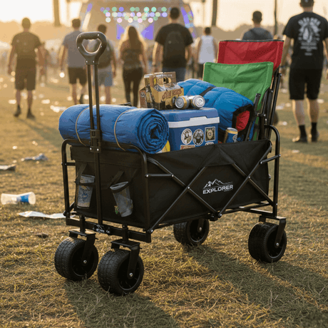 Explorer Foldable Handy Cart – Black – Extra Wide Wheels – 100KG Load - GARDEN TIDY BAGS, CARTS, SUNDRY ACCESSORIES - Beattys of Loughrea