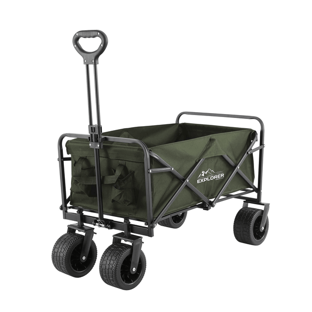 Explorer Foldable Handy Cart – Green – Extra Wide Wheels – 100KG Load - GARDEN TIDY BAGS, CARTS, SUNDRY ACCESSORIES - Beattys of Loughrea